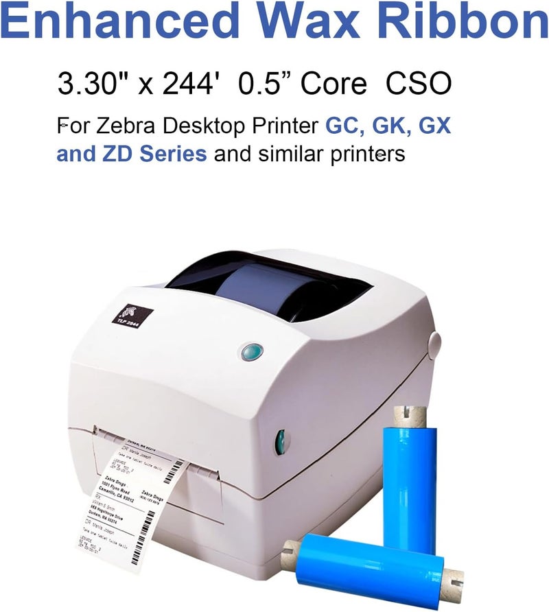 Edraco 8 Rolls Desktop Thermal Transfer Ribbons -Enhanced Wax, 3.30" x 244'(84mm x 74m), 0.5” Core, for Zebra Desktop Printer - Image 4